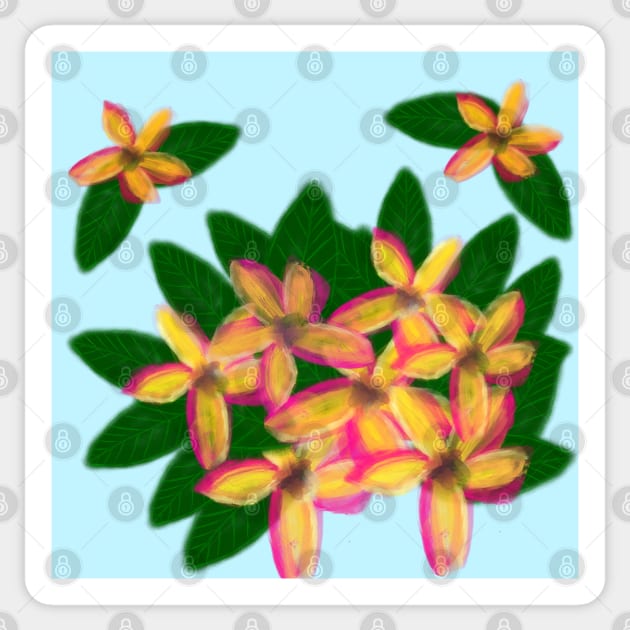 Yellow Frangipani flower pattern Sticker by FamilyCurios